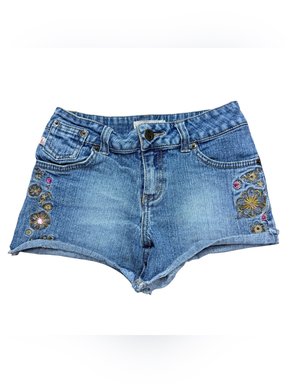 Vintage Y2K Women’s Bongo Embroidered Flower Cute Blue Jean Shorts Size 10